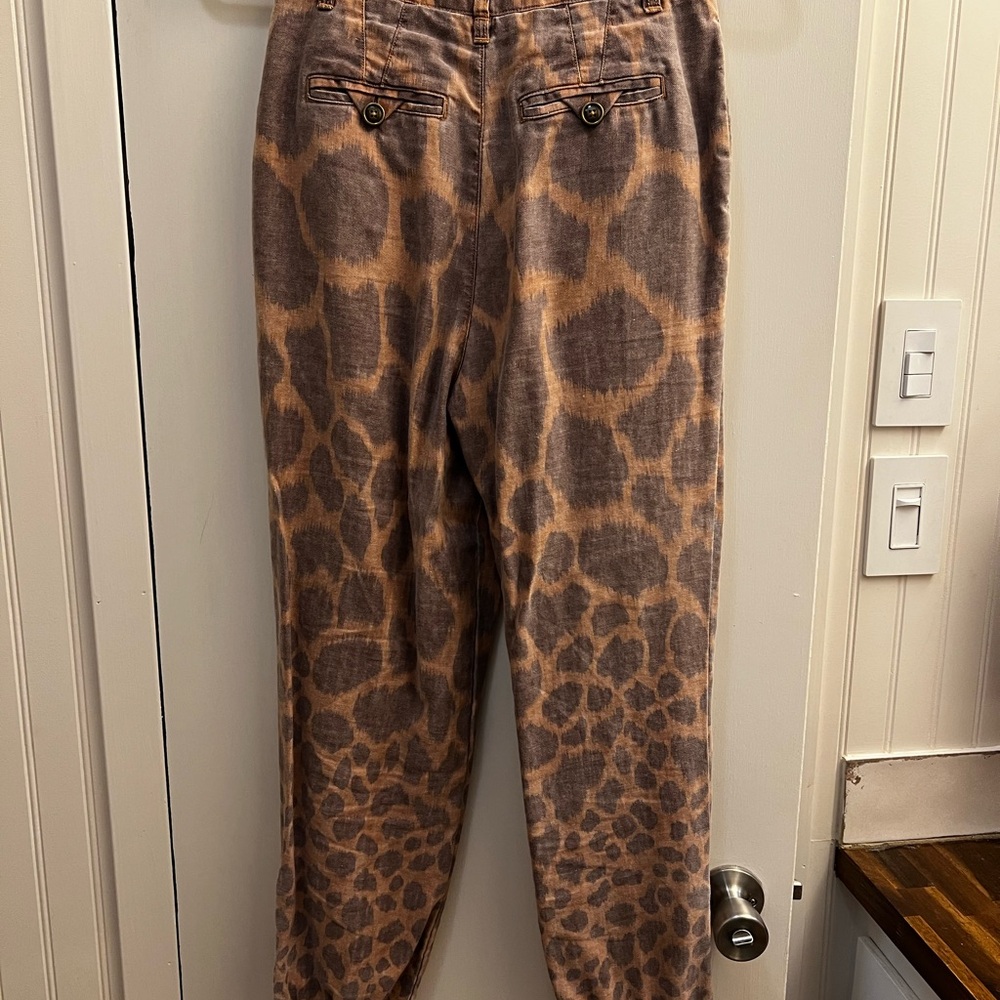 Anthropologie giraffe pants. Baggy with gathered ankle. Size 2